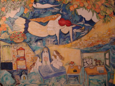 Pintura titulada "Mi casa en Paxos-Gr…" por Maika, Obra de arte original, Acrílico