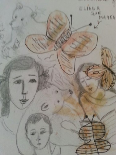 Drawing titled "Eliana y yo, Paxos-…" by Maika, Original Artwork, Pencil