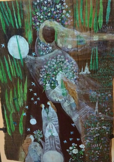 Painting titled "Te regalo la Luna" by Maika, Original Artwork, Acrylic