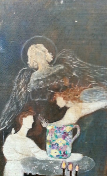 Painting titled "Angelicando el cafe" by Maika, Original Artwork, Acrylic