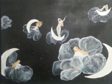 Painting titled "FLORES DE LUNA" by Maika, Original Artwork, Acrylic