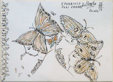 Drawing titled "Mariposas" by Maika, Original Artwork, Pencil