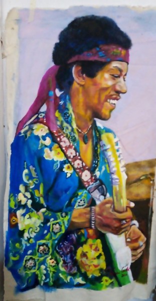 Pintura intitulada "Retrato Jimmy Hendr…" por Vanesca Conká, Obras de arte originais, Acrílico