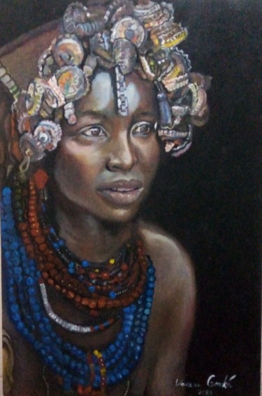 Pintura intitulada "A Africana" por Vanesca Conká, Obras de arte originais, Óleo