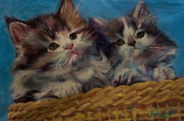 Pintura titulada "Gatinhos" por Vanesca Conká, Obra de arte original, Acrílico