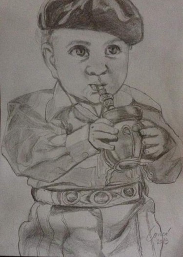 Desenho intitulada "Bebê e chimarrão" por Vanesca Conká, Obras de arte originais, Lápis