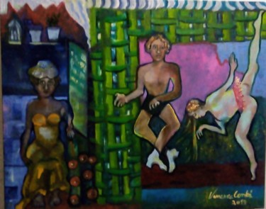 Pintura intitulada "Família dançarina" por Vanesca Conká, Obras de arte originais, Óleo