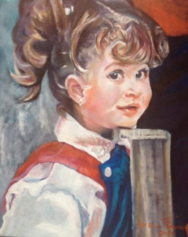 Pintura intitulada "Retrato criança" por Vanesca Conká, Obras de arte originais, Óleo