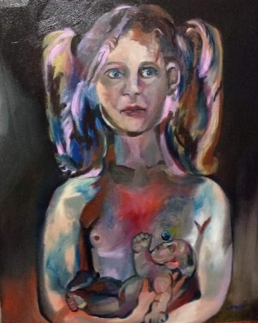 Pintura intitulada "Maternidade" por Vanesca Conká, Obras de arte originais, Óleo