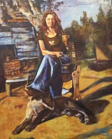 Pintura intitulada "Mulher no sítio" por Vanesca Conká, Obras de arte originais, Óleo