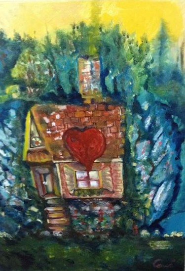 Pintura intitulada "Minha casa" por Vanesca Conká, Obras de arte originais, Óleo