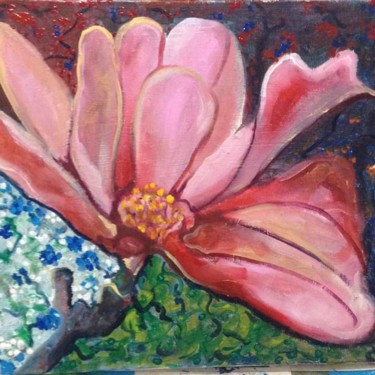 Pintura intitulada "Flor estampa" por Vanesca Conká, Obras de arte originais, Óleo