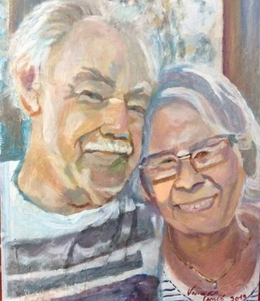Pintura intitulada "Retrato casal" por Vanesca Conká, Obras de arte originais, Acrílico
