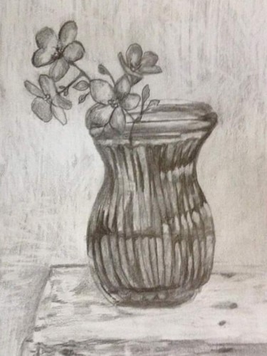 Desenho intitulada "Vaso de flor" por Vanesca Conká, Obras de arte originais, Lápis