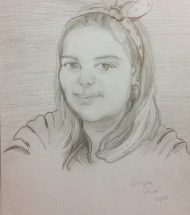 Drawing titled "Retrato prima" by Vanesca Conká, Original Artwork, Pencil