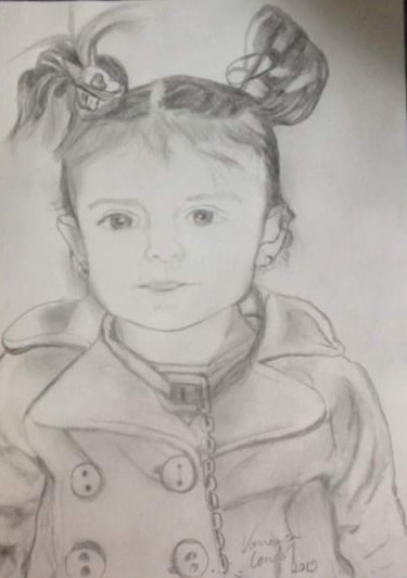 Desenho intitulada "Retrato menina" por Vanesca Conká, Obras de arte originais, Lápis