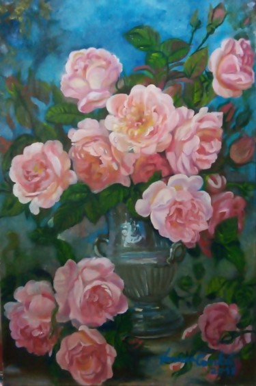 Painting titled "Flores" by Vanesca Conká, Original Artwork, Oil