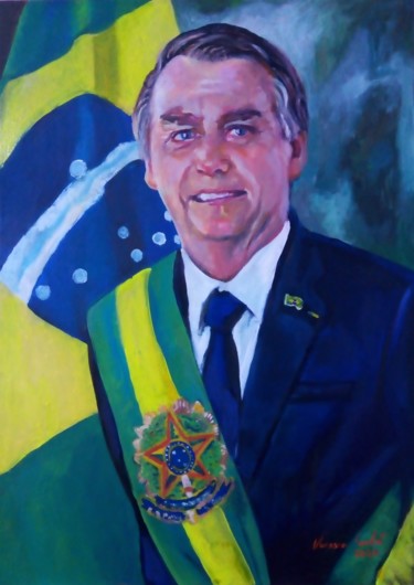 Painting titled "Presidente Jair Mes…" by Vanesca Conká, Original Artwork, Oil