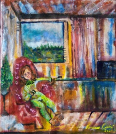 Painting titled "Uma tarde" by Vanesca Conká, Original Artwork, Acrylic