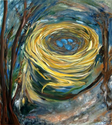 Pintura titulada "The Nest" por Diana Ingrid Michat, Obra de arte original, Oleo