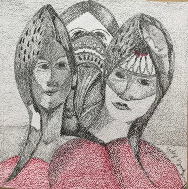 Σχέδιο με τίτλο "Homenaje Mujeres" από Gabriela Borges Carvalho, Αυθεντικά έργα τέχνης, Μολύβι