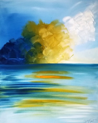 Painting titled "Marina blu" by Omar Giardino, Original Artwork, Oil