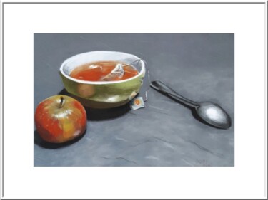 Dessin intitulée "Thé à la pomme" par Artelierdedomi, Œuvre d'art originale, Pastel