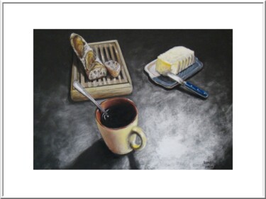 Dessin intitulée "Café noir" par Artelierdedomi, Œuvre d'art originale, Pastel