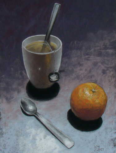 Rysunek zatytułowany „Thé à l'orange” autorstwa Artelierdedomi, Oryginalna praca, Pastel