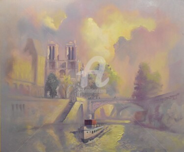 Картина под названием "Утро в Париже" - Vladimir Vorontsov, Подлинное произведение искусства, Масло