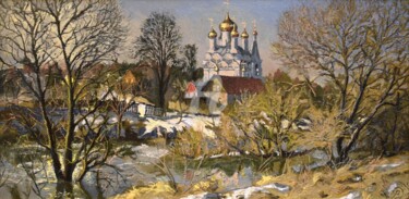 Картина под названием "Ещё снег" - Vladimir Vorontsov, Подлинное произведение искусства, Масло