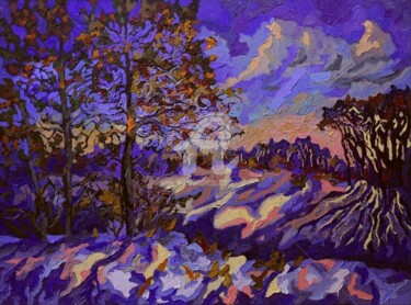 Картина под названием "Фиолетовый вечер" - Vladimir Vorontsov, Подлинное произведение искусства, Масло