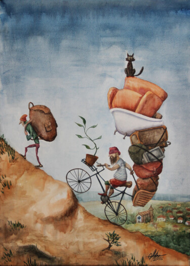 Endless trip Painting titled "Endless trip" by Артём Яворский, Original Art, Watercolor