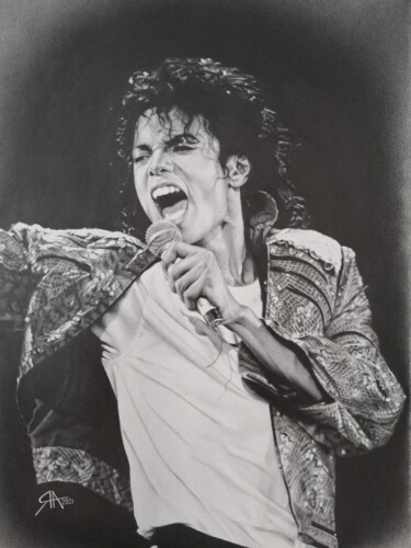 Dessin intitulée "Michael Jackson" par Artiom Iavorskii, Œuvre d'art originale, Crayon