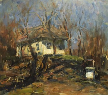 Картина под названием "Ukrainian village" - Artem Brazhnik, Подлинное произведение искусства, Масло