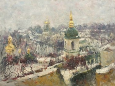 Картина под названием "Winter in Kiev" - Artem Brazhnik, Подлинное произведение искусства, Масло