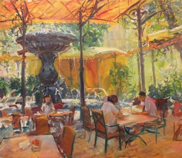 Картина под названием "Golden Gate cafe" - Artem Brazhnik, Подлинное произведение искусства, Масло