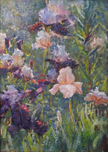 Картина под названием "Irises" - Artem Brazhnik, Подлинное произведение искусства, Масло