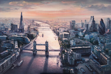 Painting titled ""London "Large rigi…" by Artem Grunyka, Original Artwork, Oil