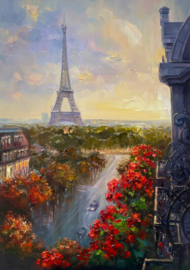 Peinture intitulée "Paris" par Artem Grunyka, Œuvre d'art originale, Huile