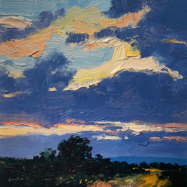 Painting titled ""Sunset"original oi…" by Artem Grunyka, Original Artwork, Oil