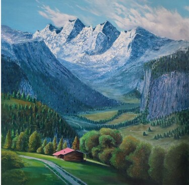 Painting titled "Valley" by Artem Kolesnikov, Original Artwork, Oil