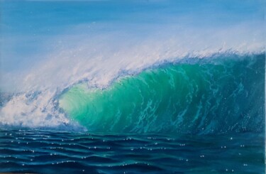 Painting titled "big wave" by Artem Kolesnikov, Original Artwork, Oil