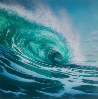Pittura intitolato "Emerald Wave" da Artem Kolesnikov, Opera d'arte originale, Olio