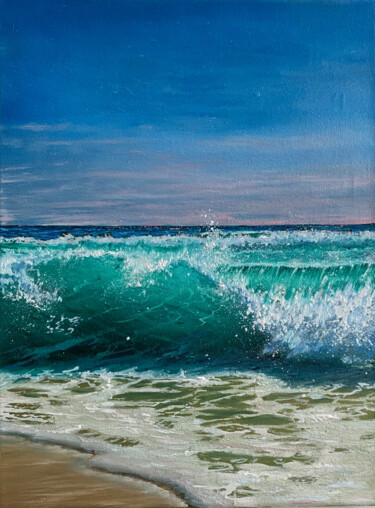 Painting titled "sunny beach" by Artem Kolesnikov, Original Artwork, Oil
