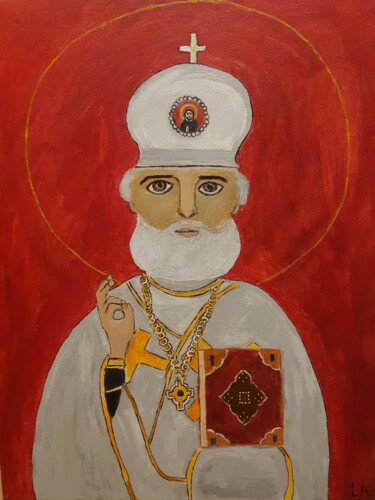 Pittura intitolato "St.Nicholas" da Artem Lukasevych, Opera d'arte originale, Acrilico