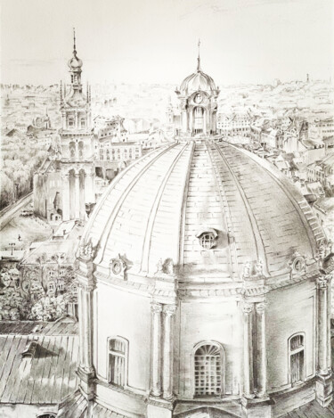 Desenho intitulada "Dominican Cathedral…" por Artem Pavlyukov, Obras de arte originais, Lápis