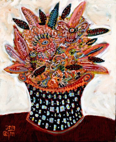 Painting titled "Flores" by Manu Jorquera, Original Artwork