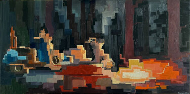 Pittura intitolato "Giorno Night" da Artem Danevych, Opera d'arte originale, Olio