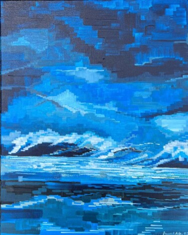 Painting titled "ice Wave" by Artem Danevych, Original Artwork, Acrylic